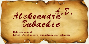 Aleksandra Dubačkić vizit kartica